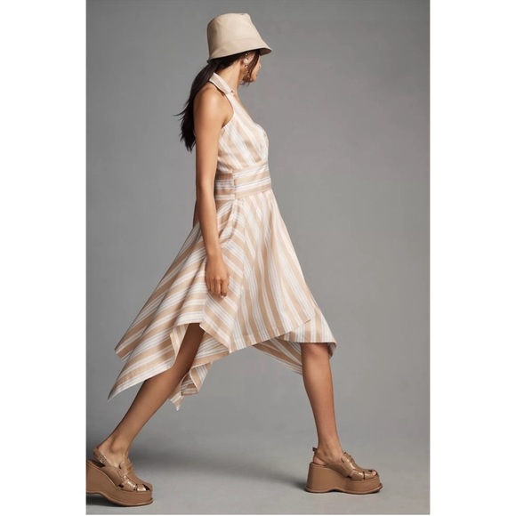 NWT! Maeve by Anthropologie Striped Handkerchief Wrap Shirt Midi Dress. Size 2. - Picture 4 of 14